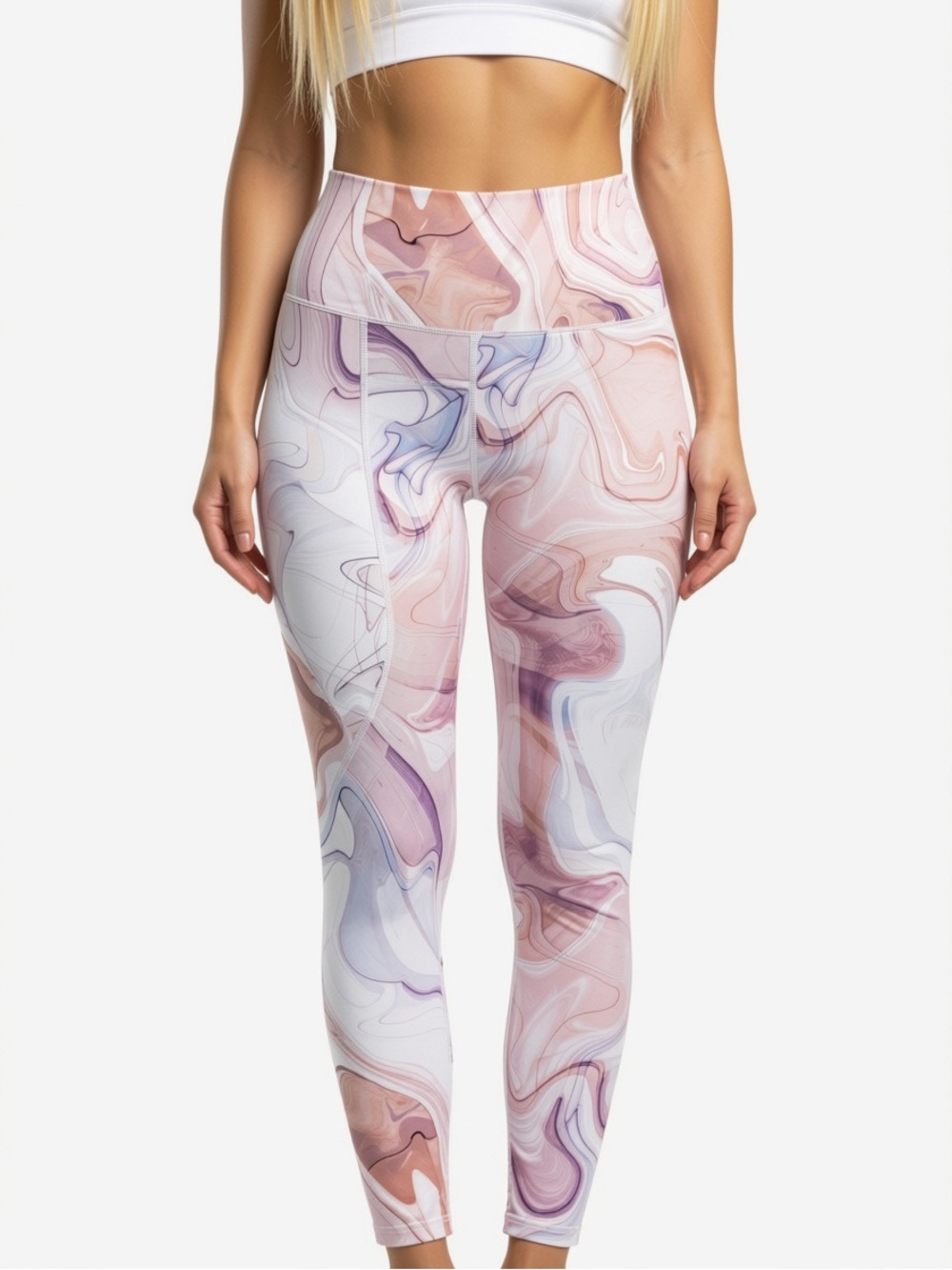 Old Navy Marble-Print High-Waist Leggings in Pink and Purple